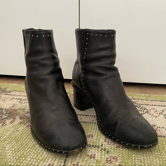 Rag & Bone Willow Black Leather Stud Heeled Boots - Picture 3 of 5